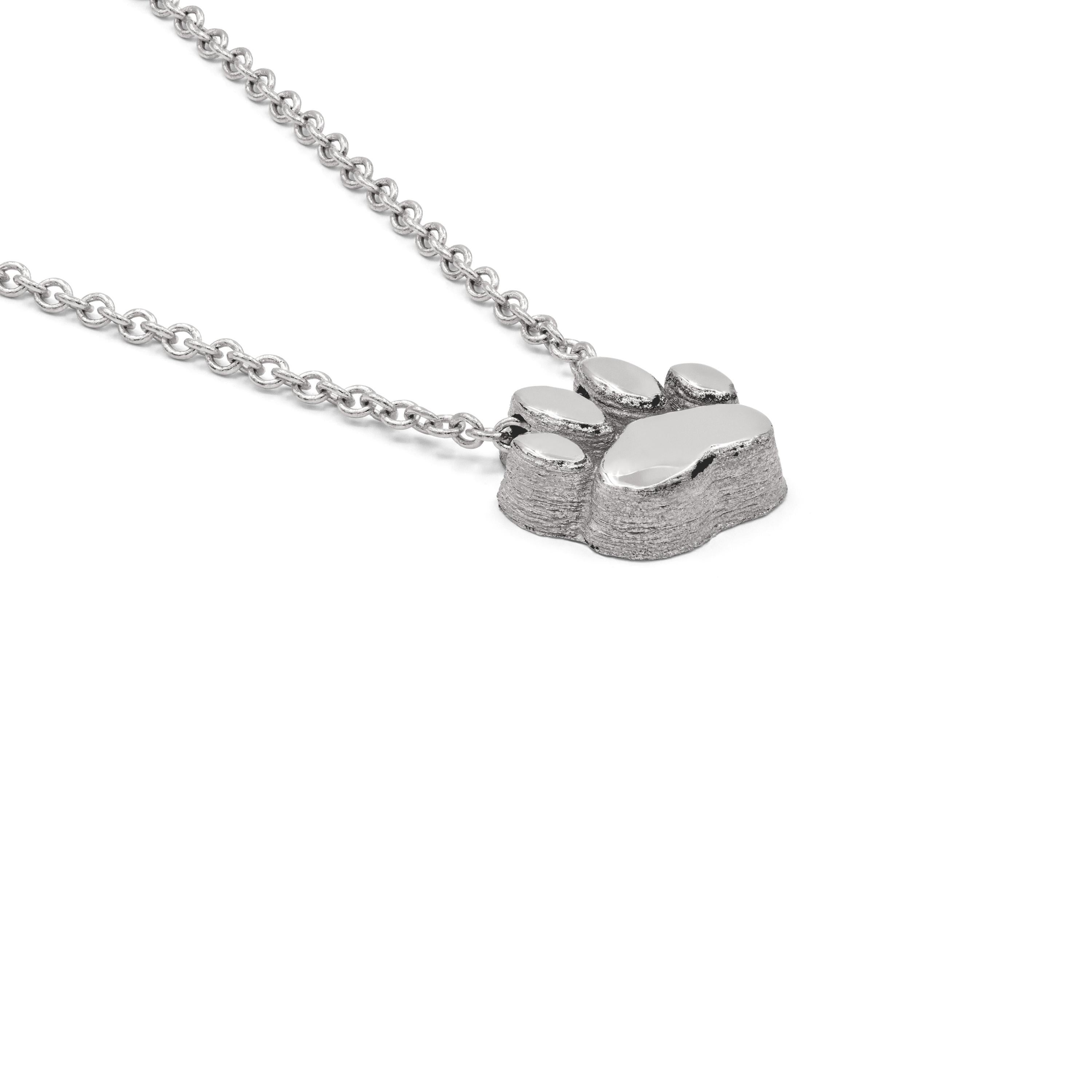 Minitials necklace with dog paw polished white gold N-SIG-M1 44cm