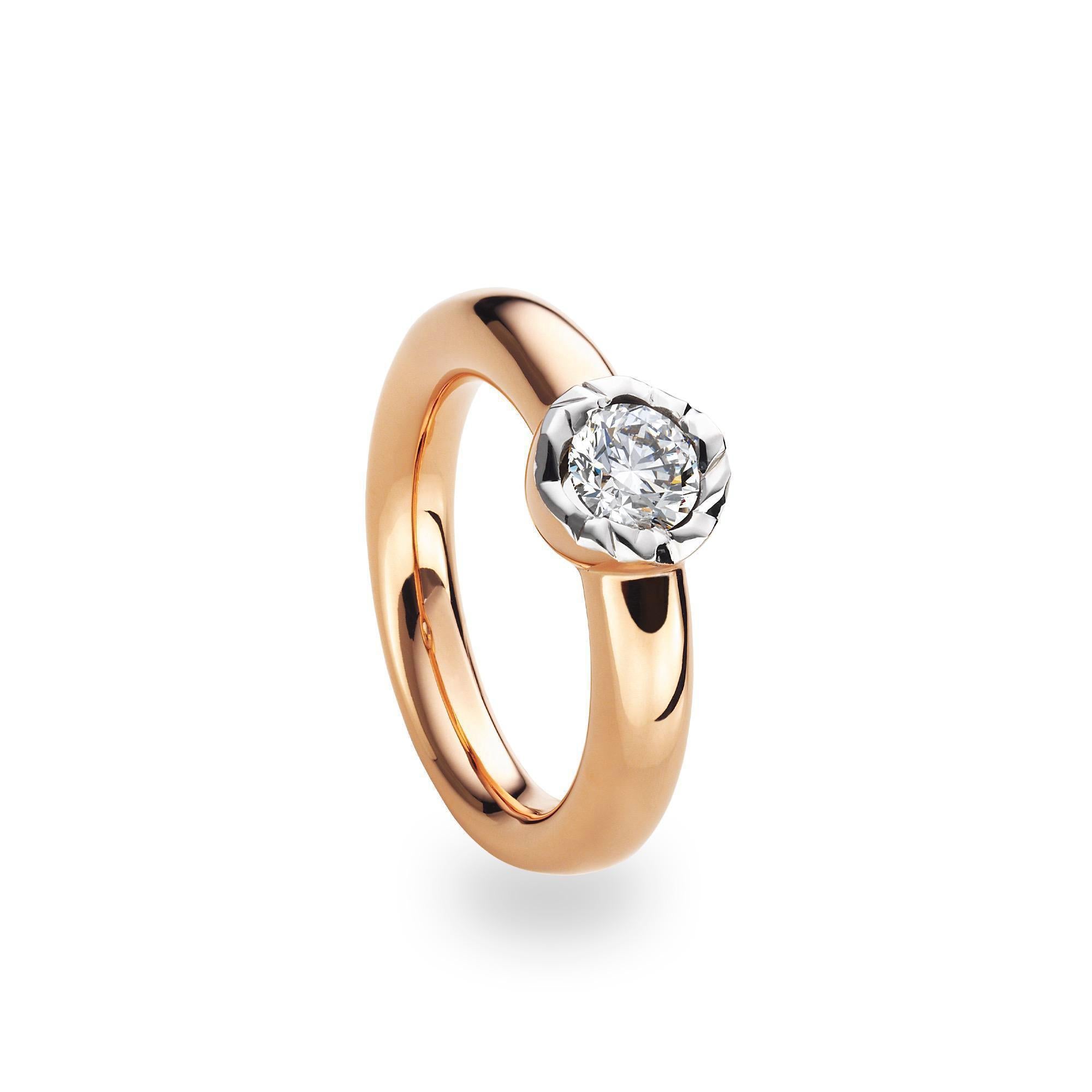 Schmuckwerk solitaire ring Alps, red gold, GR424-RG