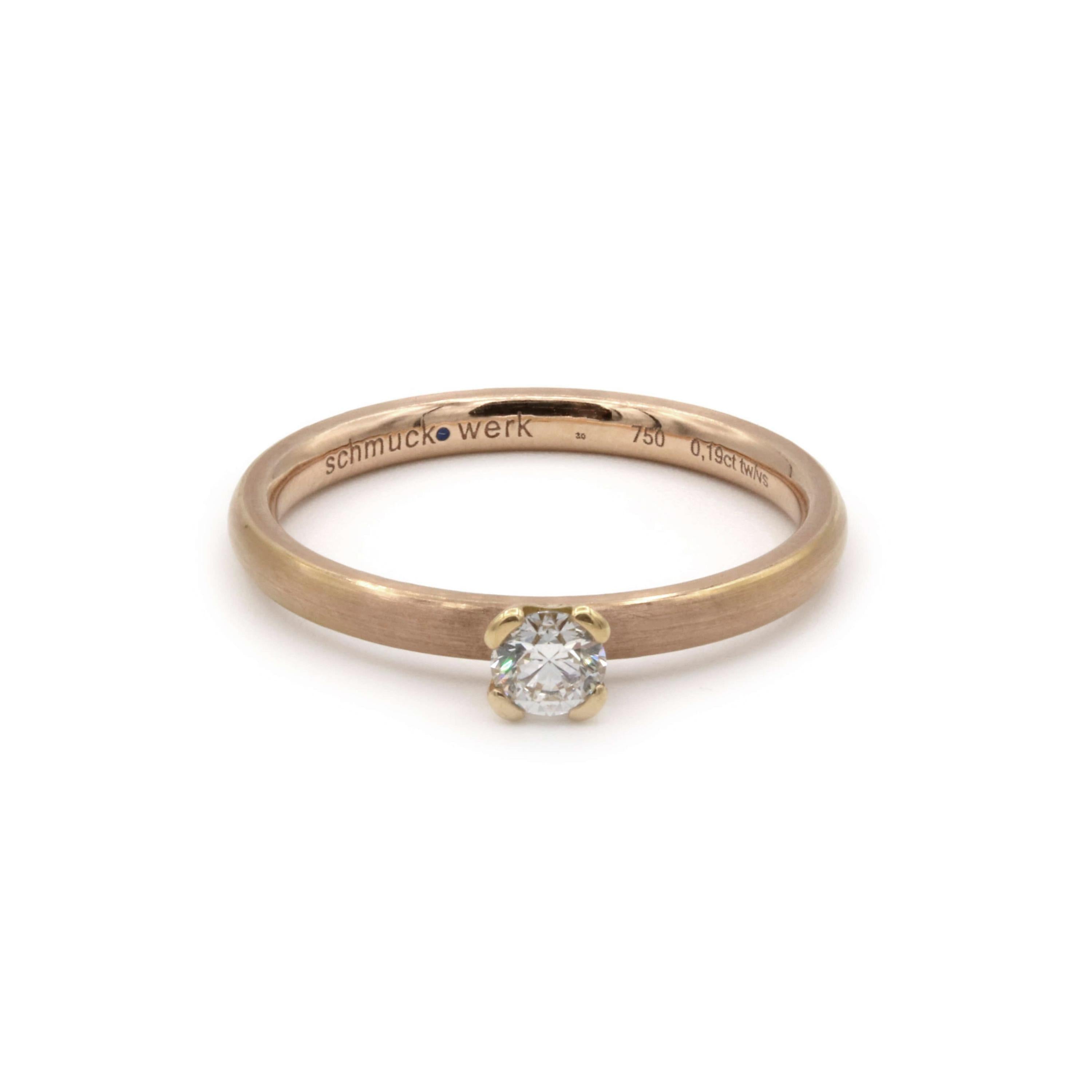 Schmuckwerk solitaire ring Alps, red gold, GT1424-RG