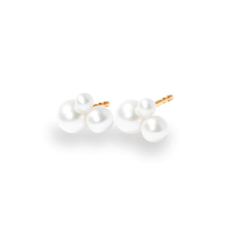 Schmuckwerk Pearl Rush ear studs, red gold, WO111-RG