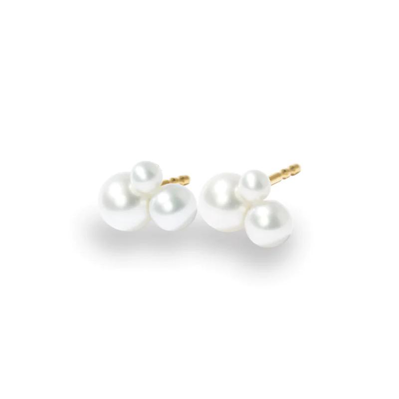 Schmuckwerk Pearl Rush ear studs, yellow gold, WO111-GG