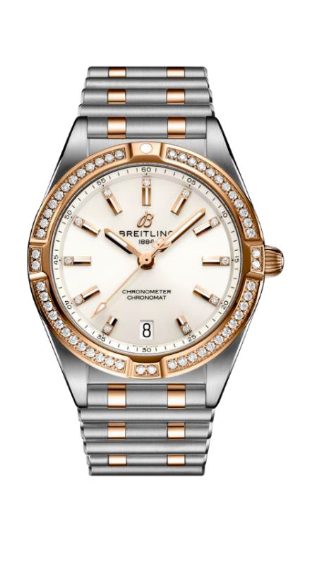 Breitling Damenuhr Chronomat weiß Diamantlünette U77310591A1U1