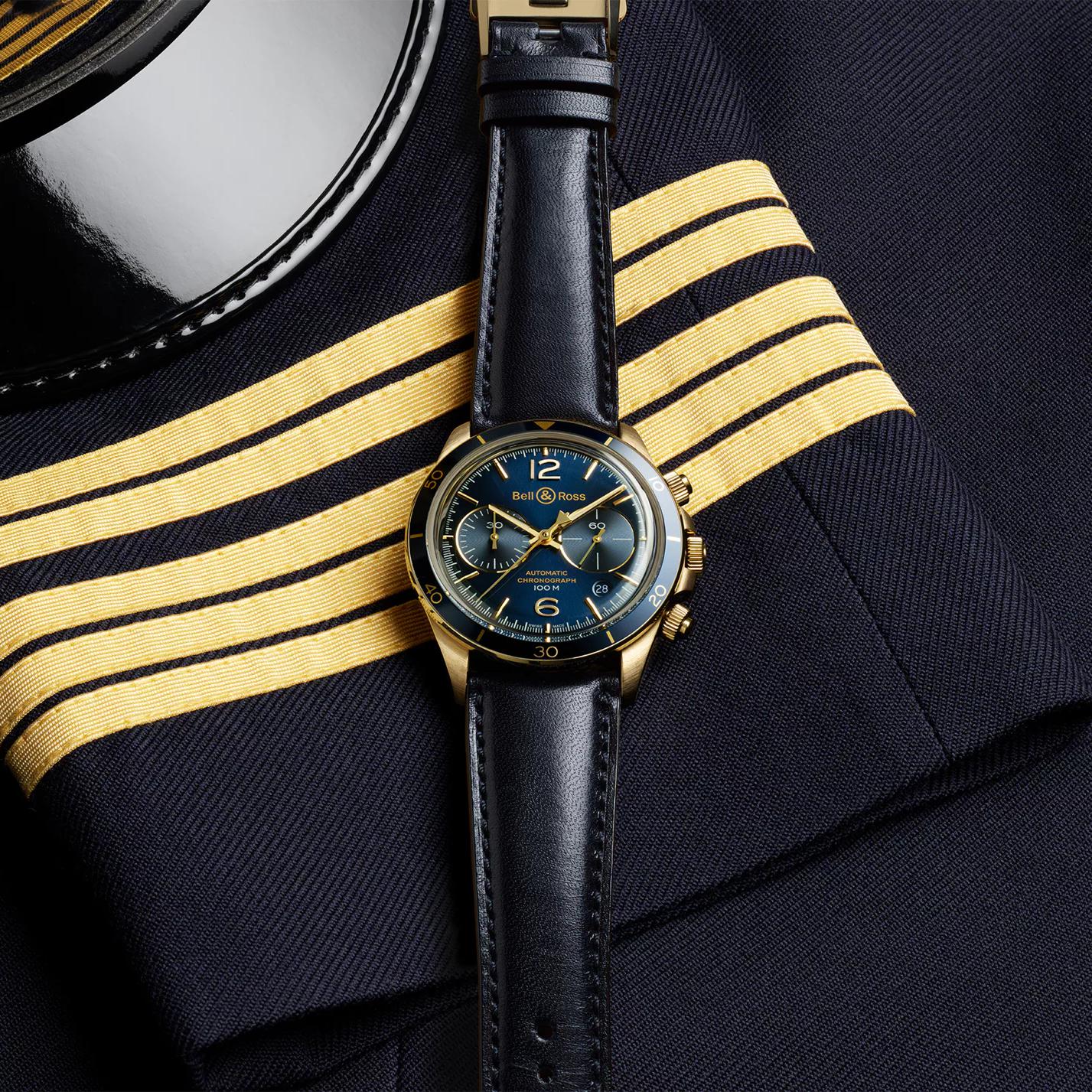 Bell &amp; Ross Men's Watch Vintage V2-94 Aeronavale Bronze BR BRV294-BLU-BR/SCA