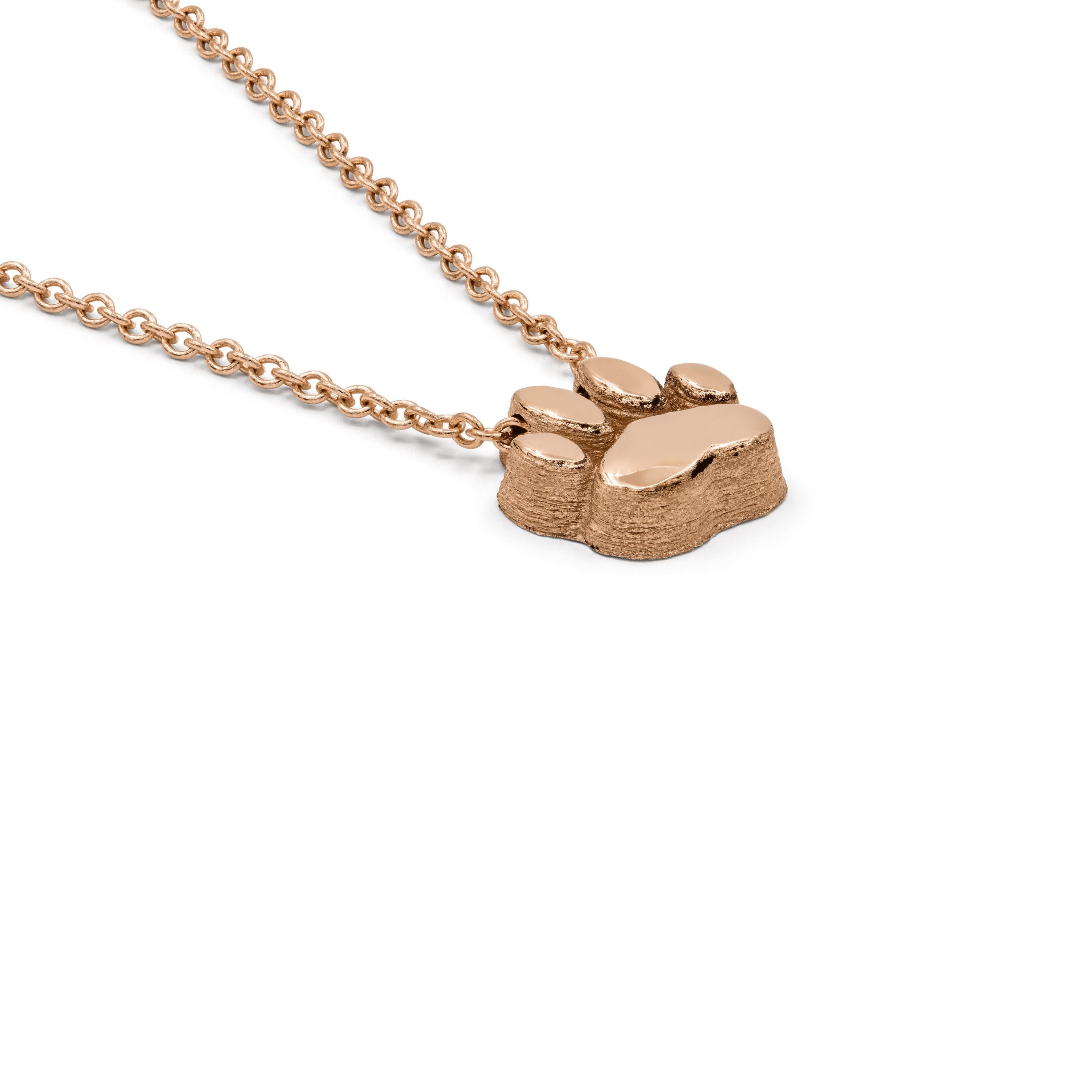 Minitials necklace with dog paw polished rose gold N-SIG-M1 44cm