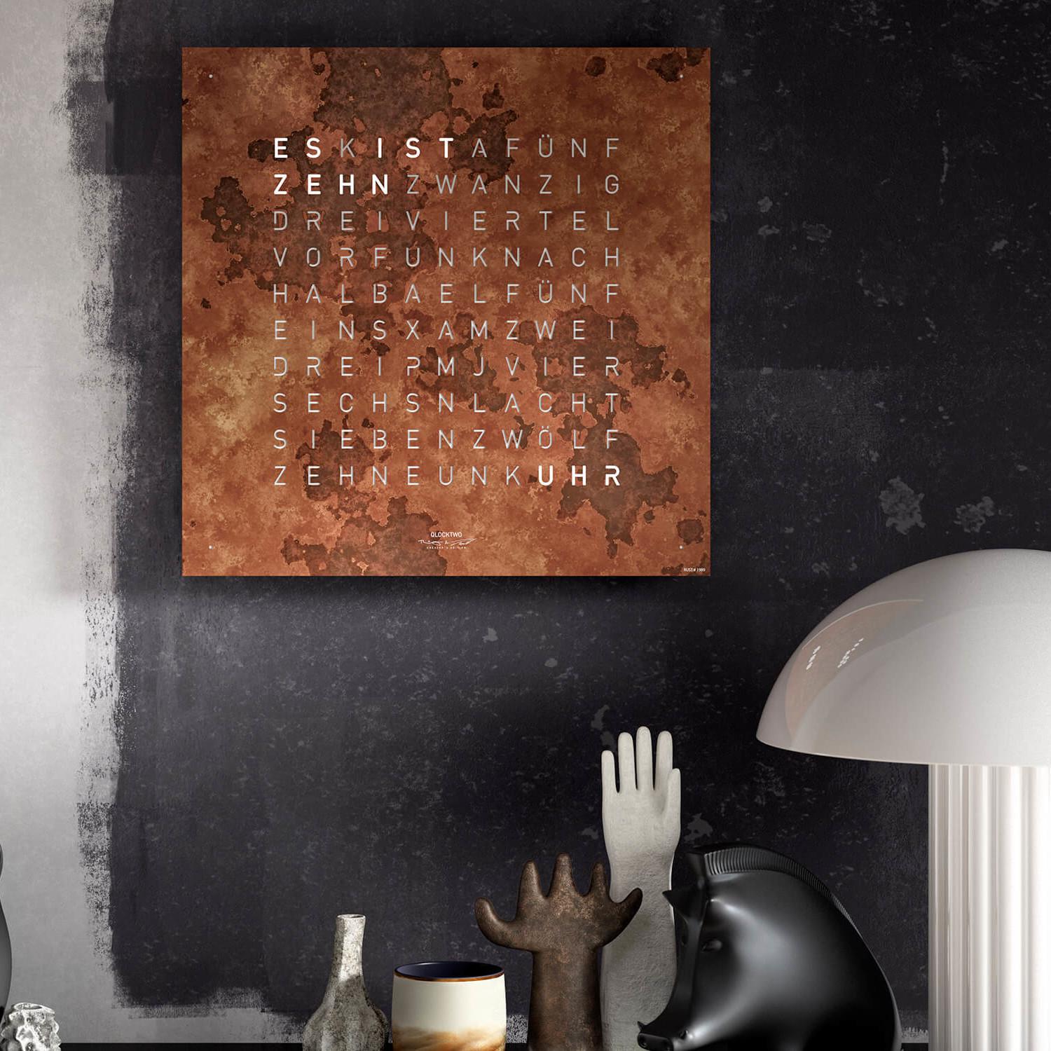 Qlocktwo wall clock Classic Rust QT4RT