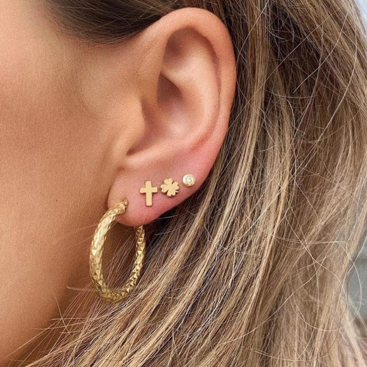 Minitials Single Cross Stud Earrings E-SIG-M1